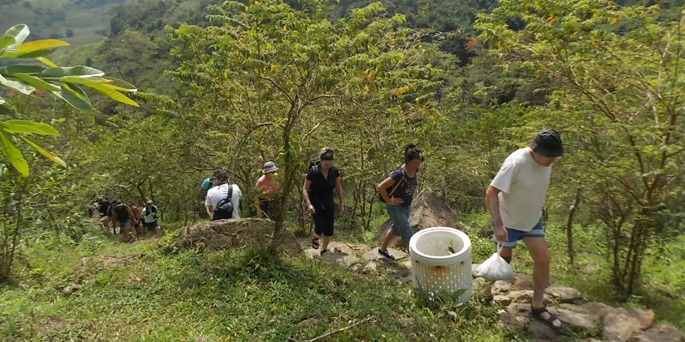 La cascada de Juan Curí cayendo entre la vegetación